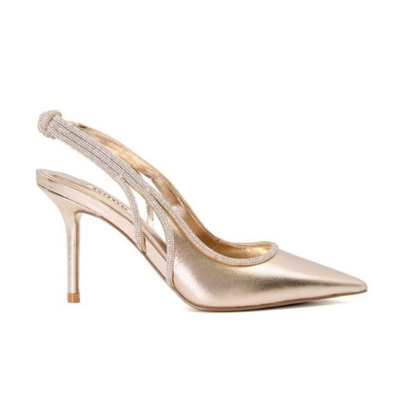 Dune London Champagne Gold Embellished Heels Size 8.5 Wedding Prom Sparkly Shoes - Picture 1 of 12